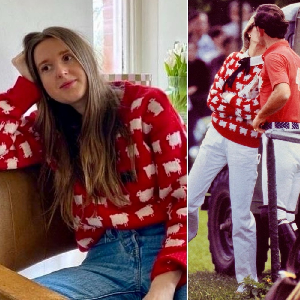 Rowing Blazers Black Sheep Sweater Diana Iconic Red White Wool Knit Pullover M - Picture 12 of 16